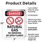 Signmission Natural Gas No Smoking Danger Sign, Plastic, 7in W x 10in L, 2PK OS-2PACK-DS-P-710-V-1454 - alternate 3